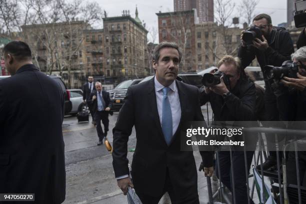 Michael Cohen, personal lawyer to U.S. President Donald Trump, arrives at Federal Court in New York, U.S., on Monday, April 16, 2018. Cohen says he...