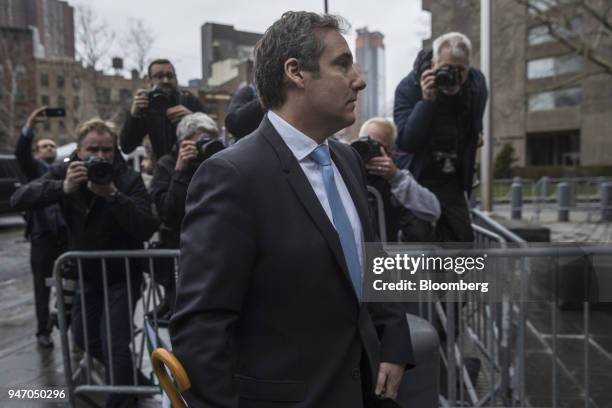 Michael Cohen, personal lawyer to U.S. President Donald Trump, arrives at Federal Court in New York, U.S., on Monday, April 16, 2018. Cohen says he...