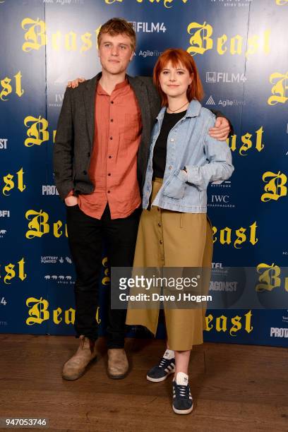 Johnny Flynn and Jessie Buckley attend a special preview screening of 'Beast' at Ham Yard Hotel on April 16, 2018 in London, England.