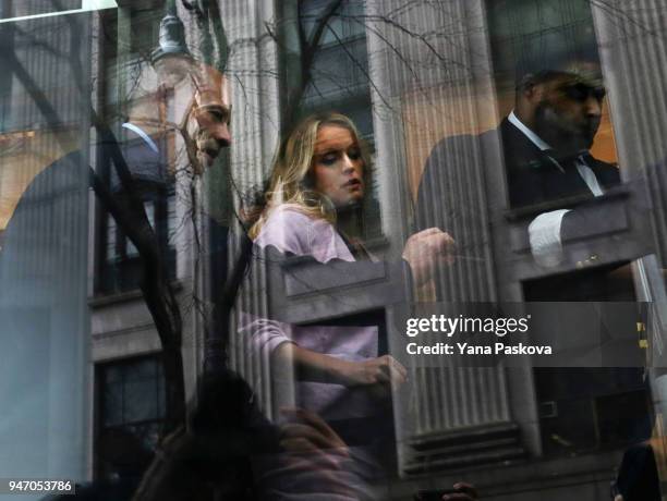 Adult film actress Stormy Daniels and her lawyer Michael Avenatti arrive at the United States District Court Southern District of New York for a...