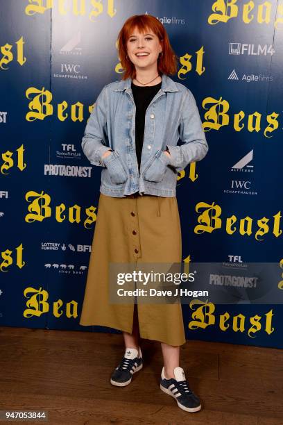 Jessie Buckley attends a special preview screening of 'Beast' at Ham Yard Hotel on April 16, 2018 in London, England.