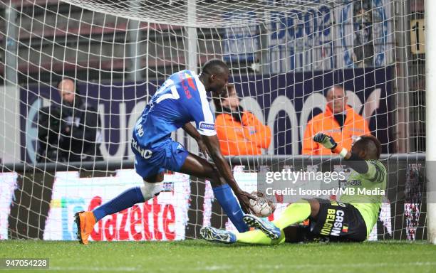 Charleroi , Belgium / Sporting Charleroi v Krc Genk / "nIbrahima SECK - Parfait MANDANDA"nFootball Jupiler Pro League 2017 - 2018 Play-Off 1 Matchday...