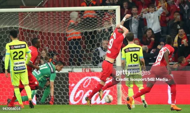 Liege , Belgium / Standard de Liege v Kaa Gent / "nRenaud EMOND - Celebration "nFootball Jupiler Pro League 2017 - 2018 Play-Off 1 Matchday 3 /...