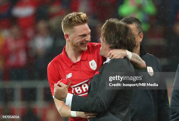 Liege , Belgium / Standard de Liege v Kaa Gent / "nRenaud EMOND - Ricardo SA PINTO - Celebration"nFootball Jupiler Pro League 2017 - 2018 Play-Off 1...