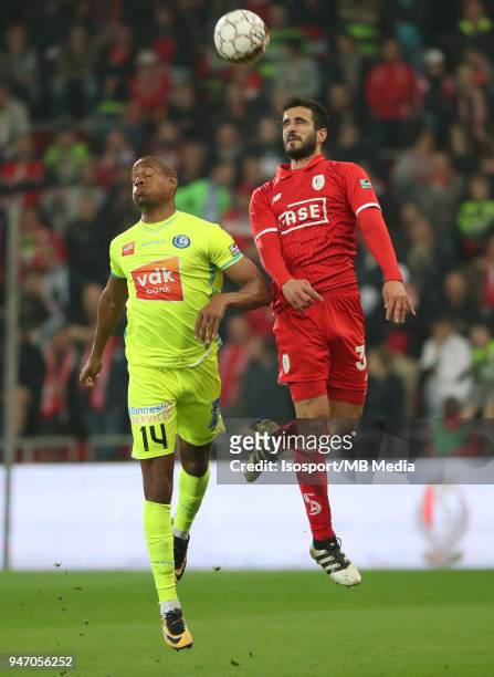 Liege , Belgium / Standard de Liege v Kaa Gent / "nRangelo JANGA - Konstantinos LAIFIS"nFootball Jupiler Pro League 2017 - 2018 Play-Off 1 Matchday 3...