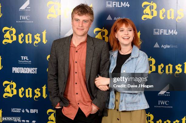 Johnny Flynn and Jessie Buckley attend a special preview screening of 'Beast' at Ham Yard Hotel on April 16, 2018 in London, England.