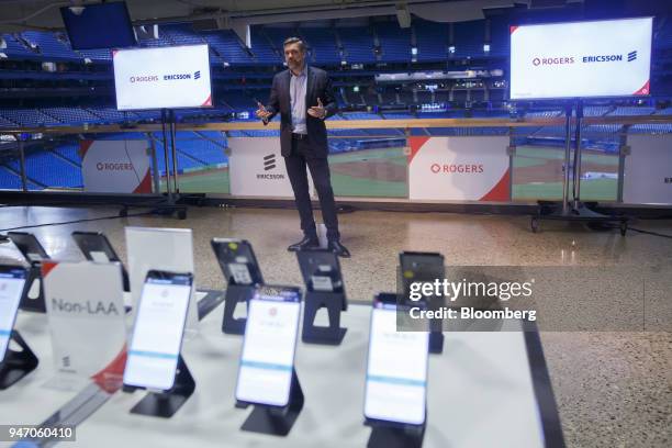 Jorge Fernandes, chief technology officer of Rogers Communications Inc., speaks during a demonstration of 5G wireless network technology in Toronto,...