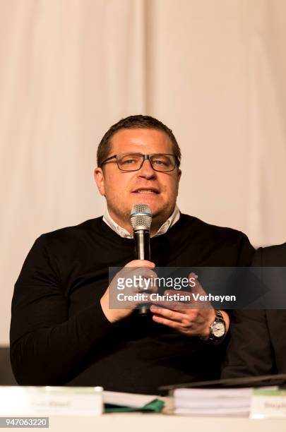 Director of Sport Max Eberl of Borussia Moenchengladbach during the Annual Meeting of Borussia Moenchengladbach at Borussia-Park on April 16, 2018 in...