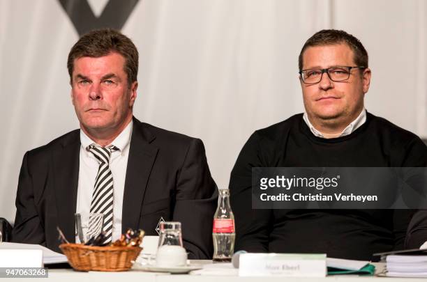 Head Coach Dieter Hecking and Director of Sport Max Eberl of Borussia Moenchengladbach during the Annual Meeting of Borussia Moenchengladbach at...