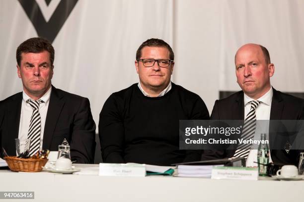 Head Coach Dieter Hecking, Director of Sport Max Eberl and Managing director Stephan A. C. Schippers of Borussia Moenchengladbach during the Annual...