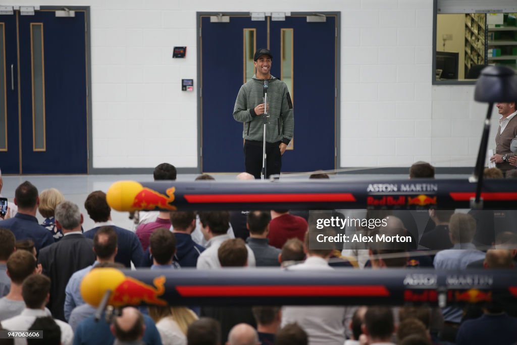 Daniel Ricciardo visits the Red Bull Racing Factory