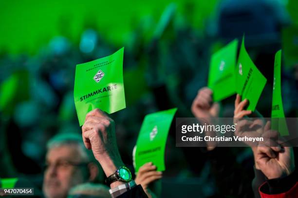 Impressions during the Annual Meeting of Borussia Moenchengladbach at Borussia-Park on April 16, 2018 in Moenchengladbach, Germany.