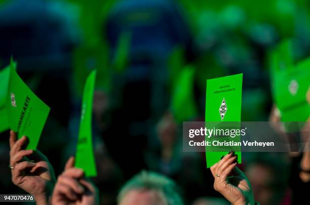 General view during the Annual Meeting of Borussia Moenchengladbach at Borussia-Park on April 16, 2018 in Moenchengladbach, Germany.