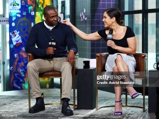 Actors Rob Brown and Audrey Esparza discuss the NBC drama Blindspot at Build Studio on April 16, 2018 in New York City.