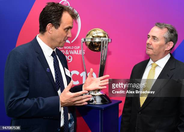 Tom Harrison, CEO of The ECB and Liam Fox, Secretary of State for International Trade attend the Welcome to the UK event at The Queen Elizabeth II...