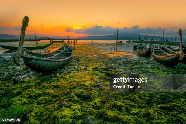 sunset in o loan lagoon - phu yen province stock pictures, royalty-free photos & images