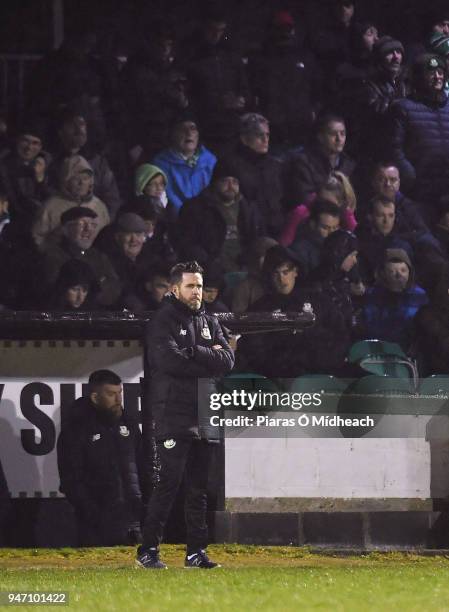 Bray , Ireland - 16 April 2018; Shamrock Rovers head coach Stephen Bradley during the SSE Airtricity League Premier Division match between Bray...