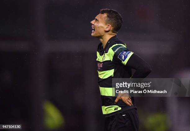 Bray , Ireland - 16 April 2018; Graham Burke of Shamrock Rovers reacts during the SSE Airtricity League Premier Division match between Bray Wanderers...