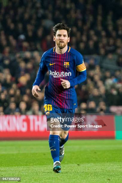 Lionel Andres Messi of FC Barcelona in action during the UEFA Champions League 2017-18 Round of 16 match between FC Barcelona and Chelsea FC at Camp...
