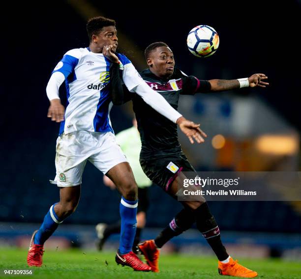 Rushian Hepburn-Murphy of Aston Villa during the Premier League 2 match between Blackburn Rovers and Aston Villa at Ewood Park on April 16, 2018 in...