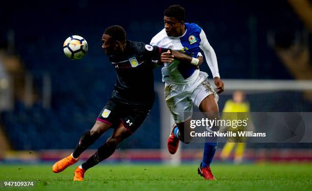 Rushian Hepburn-Murphy of Aston Villa during the Premier League 2 match between Blackburn Rovers and Aston Villa at Ewood Park on April 16, 2018 in...