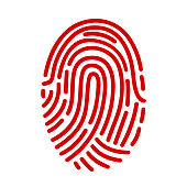 Fingerprint ID line art icon for apps with security unlock – stock vector