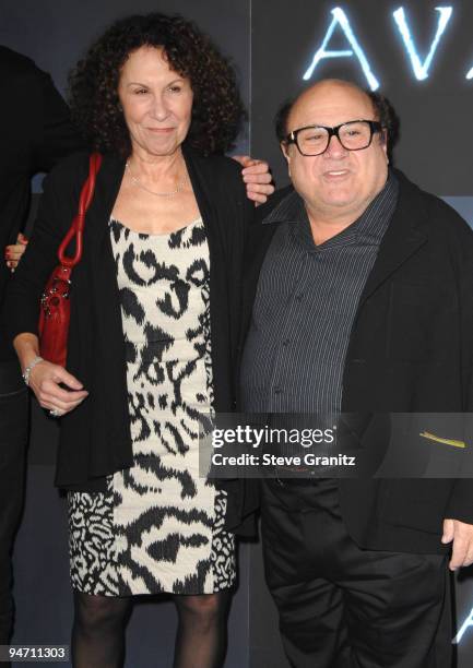 Rhea Perlman and Danny Devito attends the Los Angeles premiere of "Avatar" at Grauman's Chinese Theatre on December 16, 2009 in Hollywood, California.