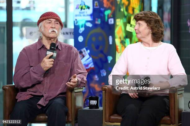 Musician David Crosby and Susette Kelo discuss the film "Little Pink House" at Build Studio on April 16, 2018 in New York City.