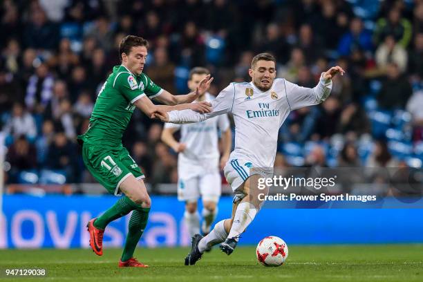 Mateo Kovacic of Real Madrid in action against Javier Eraso Goni of CD Leganes during La Copa del Rey 2017-18 match between Real Madrid vs CD Leganes...