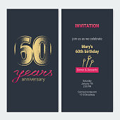 60 years anniversary invitation vector card