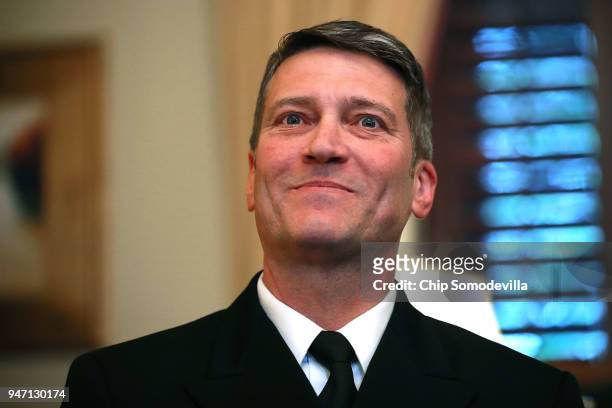 Physician to the President U.S. Navy Rear Admiral Ronny Jackson meets with Senate Veterans Affairs Committee Chairman Johnny Isakson in his office in...