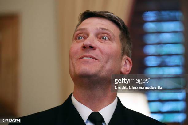 Physician to the President U.S. Navy Rear Admiral Ronny Jackson meets with Senate Veterans Affairs Committee Chairman Johnny Isakson in his office in...