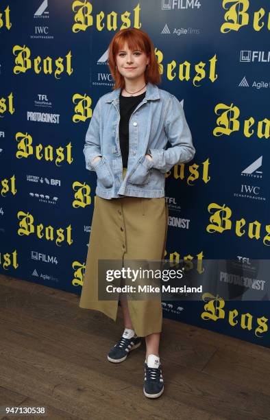 Jessie Buckley attends a special preview screening of 'Beast' at Ham Yard Hotel on April 16, 2018 in London, England.