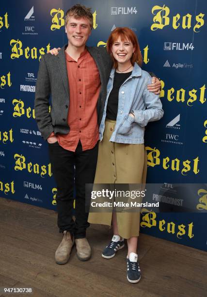 Johnny Flynn and Jessie Buckley attend a special preview screening of 'Beast' at Ham Yard Hotel on April 16, 2018 in London, England.