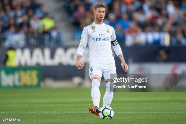 Sergio Ramos during the match between Malaga CF against Real Madrid, week 32 of La Liga 2017/18 in Rosaleda stadium, Malaga, SPAIN - 15th April of...