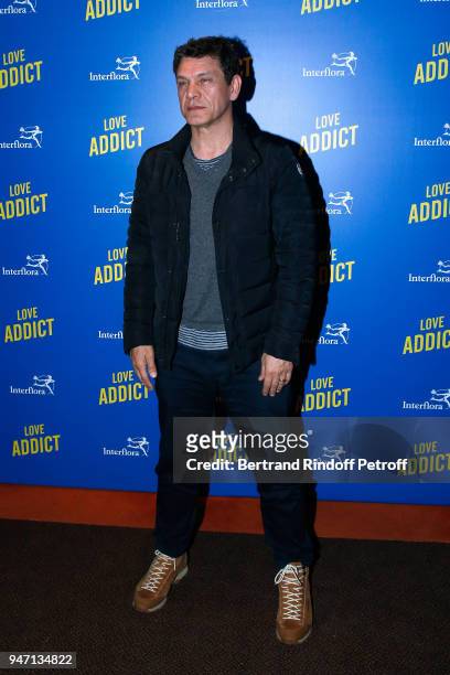 Actor of the movie Marc Lavoine attends the "Love Addict" : Premiere at Cinema Gaumont Marignan on April 16, 2018 in Paris, France.