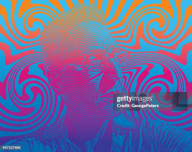 Portrait Of Serious Man With Halftone Pattern Background High-Res ...