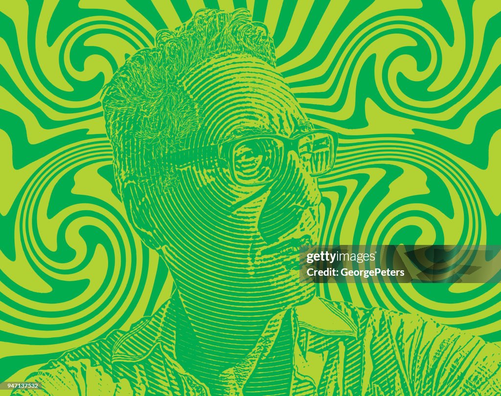 Portrait Of Serious Man With Halftone Pattern Background High-Res ...