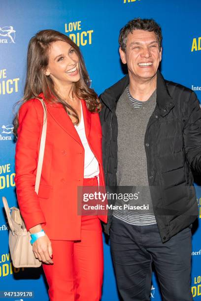 Ophelie Meunier and Marc Lavoine attend the 'Love Addict' Premiere at Cinema Gaumont Marignan on April 16, 2018 in Paris, France.