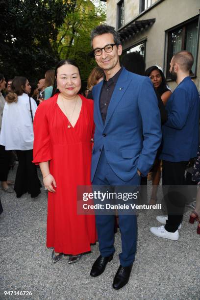 Hanya Yanagihara and Federico Marchetti attend T Celebrates Salone del Mobile 2018 on April 16, 2018 in Milan, Italy.