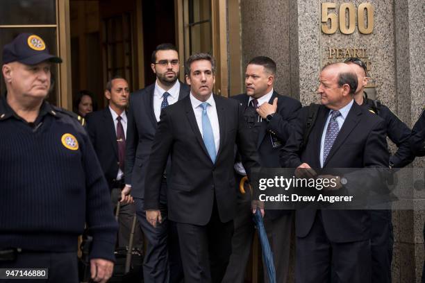 Michael Cohen, longtime personal lawyer and confidante for President Donald Trump, exits the United States District Court Southern District of New...