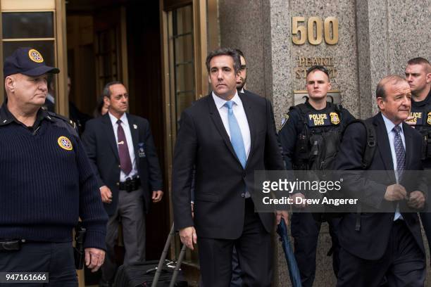 Michael Cohen, longtime personal lawyer and confidante for President Donald Trump, exits the United States District Court Southern District of New...