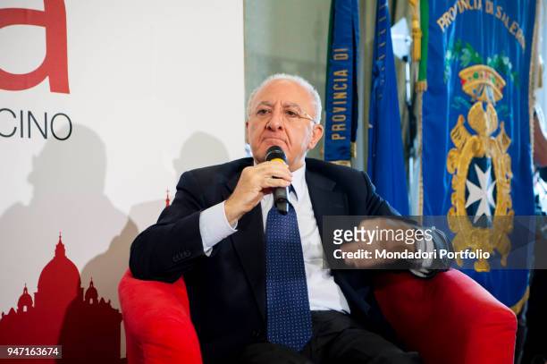 Governor of Regione Campania Vincenzo De Luca answering the citizens' questions at the meeting Presidente mi spieghi, during the event Panorama...