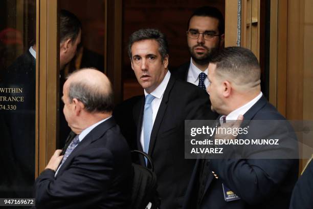 President Trump's lawyer Michael Cohen exits the US Federal Court on April 16 in Lower Manhattan, New York. President Donald Trump's personal lawyer...