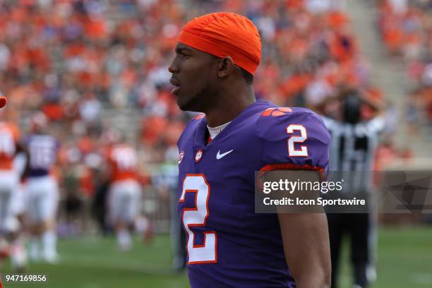 Kelly Bryant on the sidelines during the Clemson Spring Football game at Clemson Memorial Stadium on April 14, 2018 in Clemson, SC..