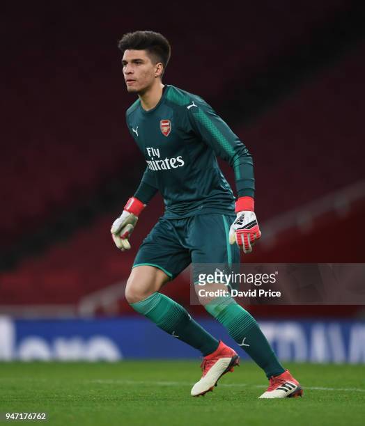 Joao Virginia of Arsenal during the match between Arsenal and Blackpool at Emirates Stadium on April 16, 2018 in London, England.