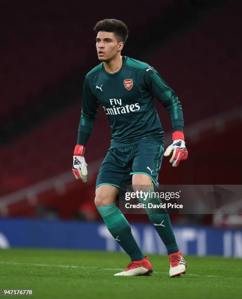 Joao Virginia of Arsenal during the match between Arsenal and Blackpool at Emirates Stadium on April 16, 2018 in London, England.