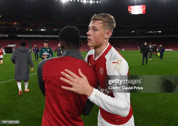 Daniel Ballard of Arsenal after the match between Arsenal and Blackpool at Emirates Stadium on April 16, 2018 in London, England.