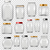 Glass jar vector empty mason glassware with lid or cover for canning and preserving illustration glassful set of container or cuppingglass isolated on transparent background