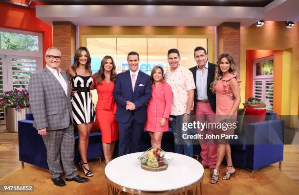 Mario Vannicci, Erika Csiszer, Rashel Diaz, Marco Antonio Regil, Adamari Lopez, Chef James and Janice Bencosme are seen at Telemundo's "Un Nuevo Dia"...